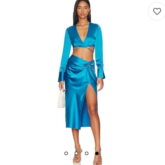 L'Academie || NWTs SET = 2 PIECES Ottilie Top and Prisca Skirt in Aqua Blue - Picture 6 of 17